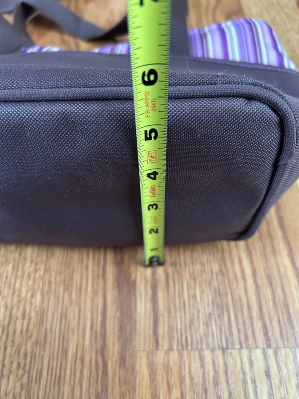 Raya by Thermos Clean Zipper Insulated Solid Brown w/Purple Stripes Lunch Tote - Picture 11 of 14